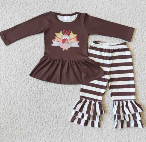 Turkey Grey Long Sleeve Top Three Stripe Lace Pants
