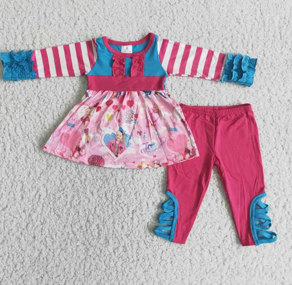 6 A26-26 JOJO Pink Striped Lace Long Sleeve Suit