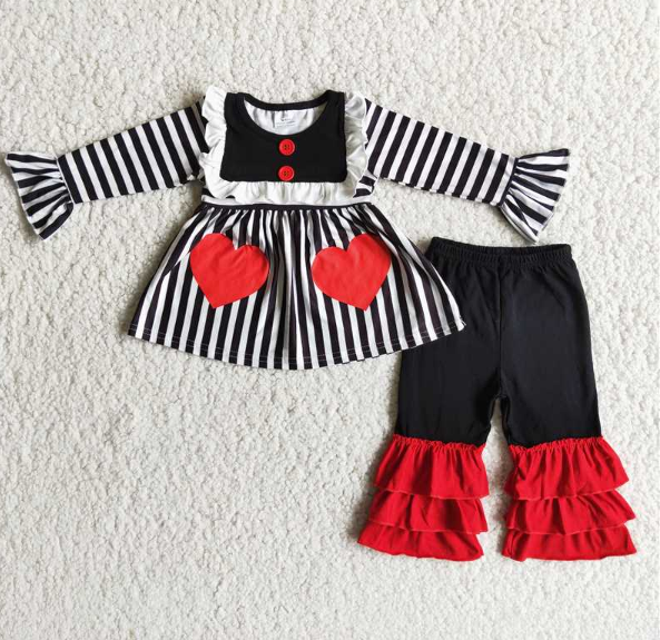 6 B7-38 Black Striped Heart Fake Pocket Valentine's Day Set