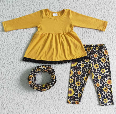 Leopard Sunflower Yellow Long Sleeve  set
