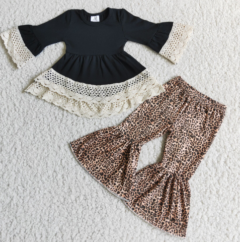 black lace leopard print pants