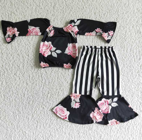 floral stripe trouser set