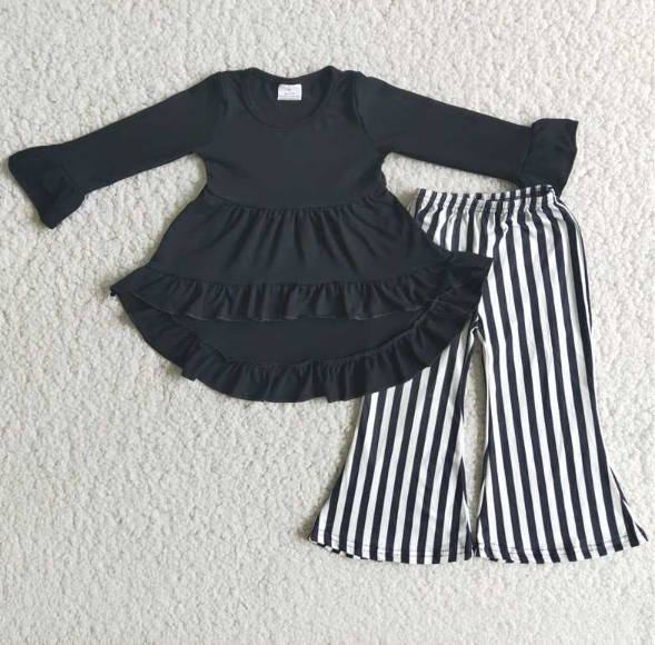 black striped flared pants set