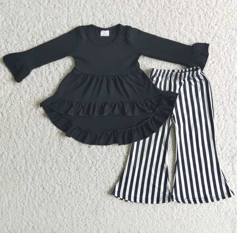 black striped flared pants set