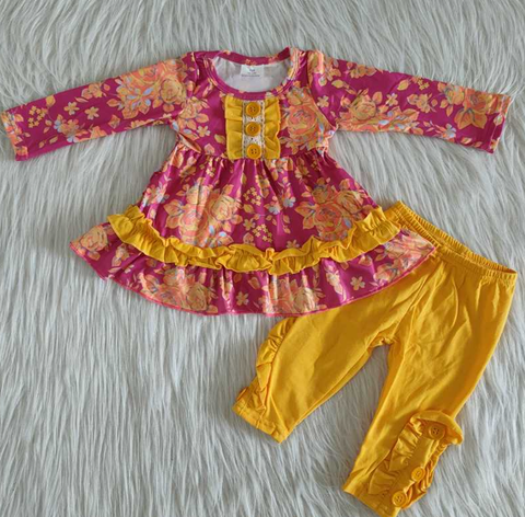 Patterned Long Sleeve Yellow Set