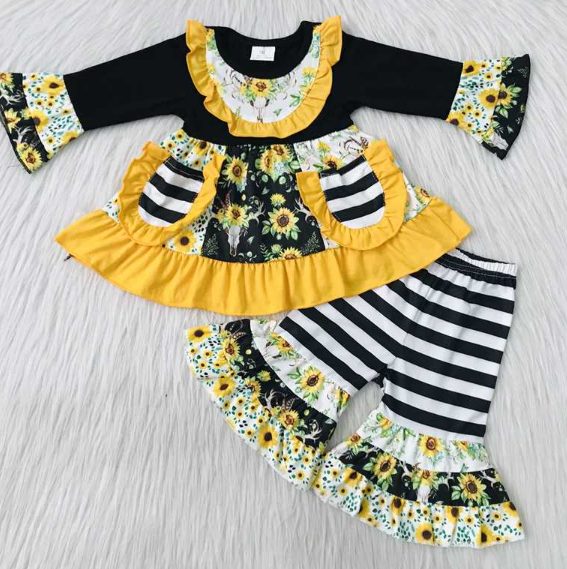 Sunflower black and white striped flared pants set