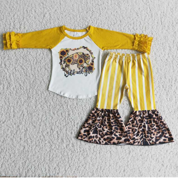 wild and free sunflower bezoar white stripes + leopard pants