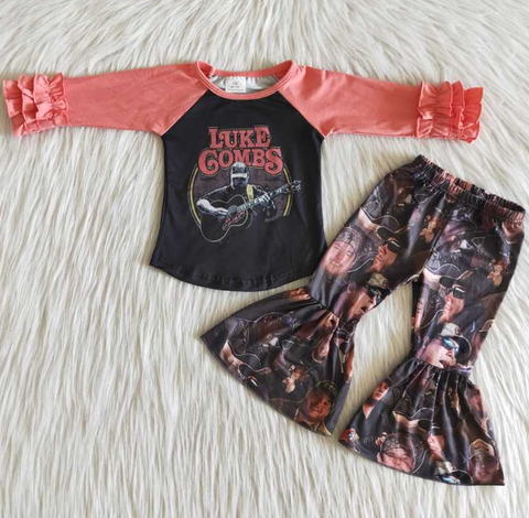 male singer flared pants two piece set