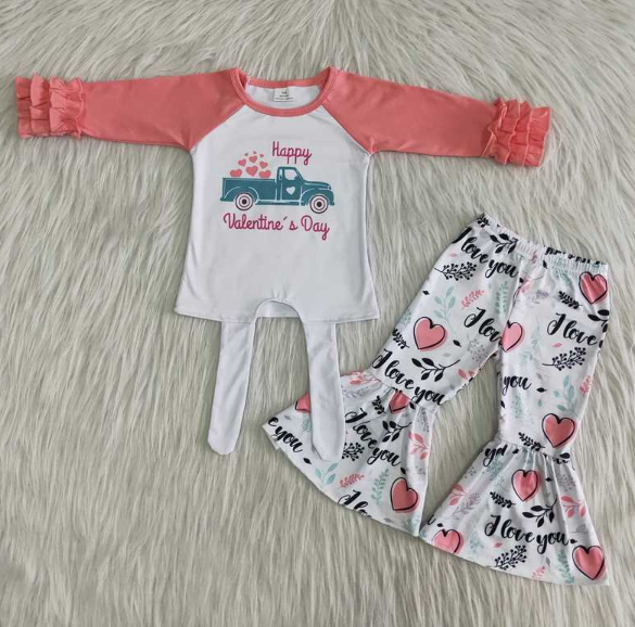 6 A27-27 Valentine's Day Pink Truck Tie Lace Set