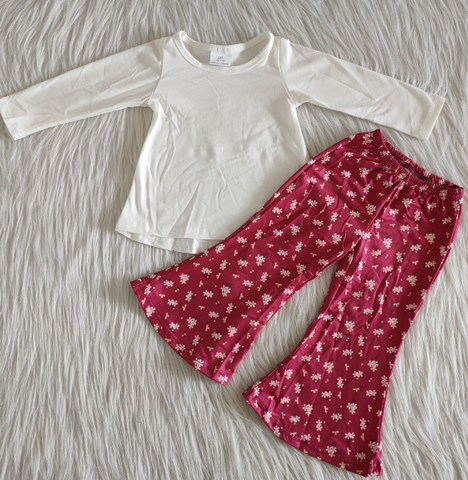 4-color suit series of white top + red wide-leg pants