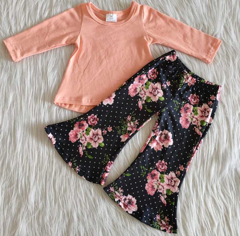 4-color suit series of pink top + printed wide-leg pants