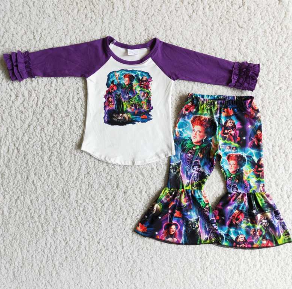 hocus purple top flared pants set
