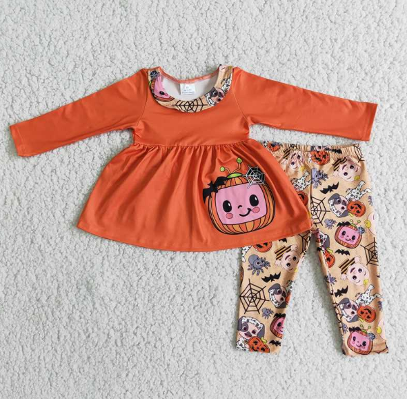 cocomelon orange long-sleeved top pant set