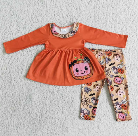 cocomelon orange long-sleeved top pant set