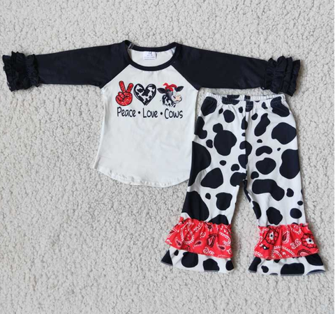 love cows gesture love cow top cow bell-bottom set