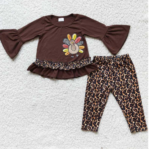 Offset Brown Turkey Thanksgiving Leopard Set