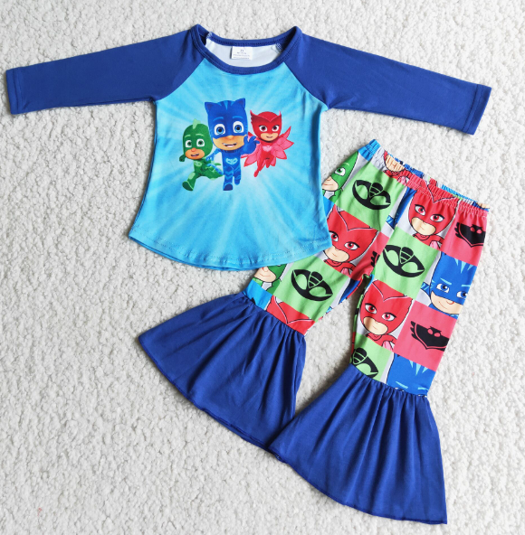 Superman Peter Pan Blue Long Sleeve Top Flared Pants Set