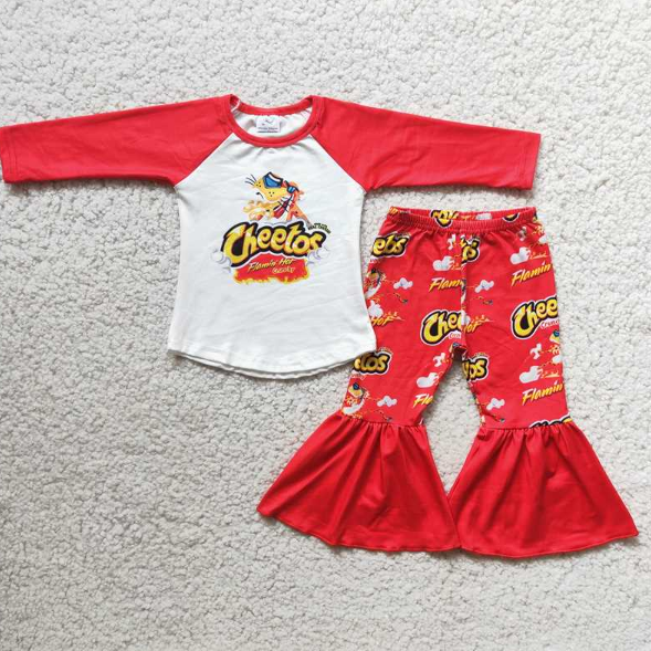 Cheetos Red Long Sleeve Top Flare Pants Set