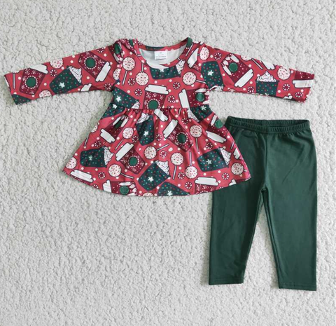Cup Lollipop Long Sleeve Green pant  Set