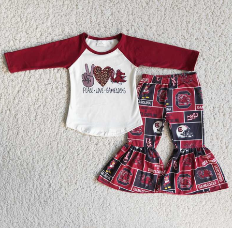 Gesture Leopard Heart Long Sleeve Flared Pants Set