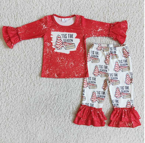 season red biscuit tree christmas pant set