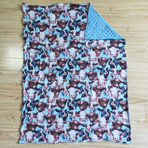 BL0017 Baby Blue Alpine Cow Blanket