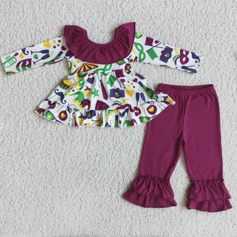 6 A0-1 Mask Bow Top Purple pant set