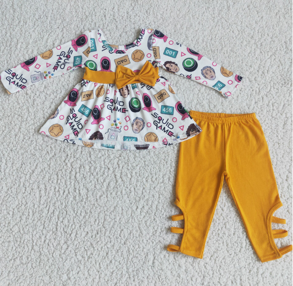 Carp Game Long Sleeve Yellow Tie Pants Set