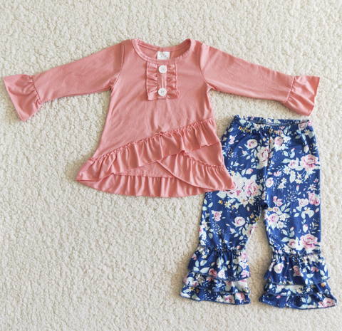 Pink Top Print Trousers Set