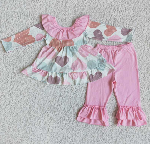 6 B6-24 Valentine's Day Heart Top Pink Pants Set