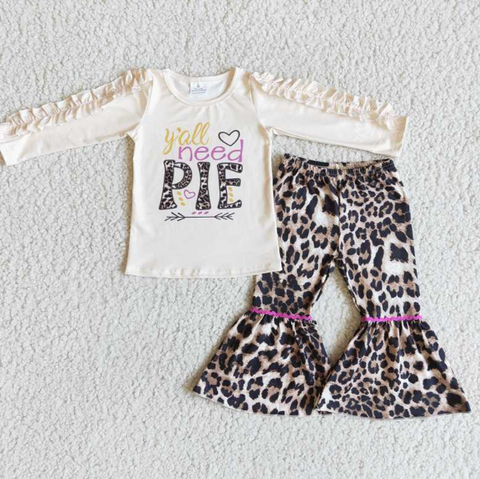PIE Long Sleeve Top Leopard Print Flared Pants set