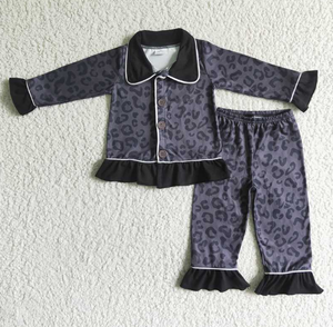 Girls Black Leopard Pajamas
