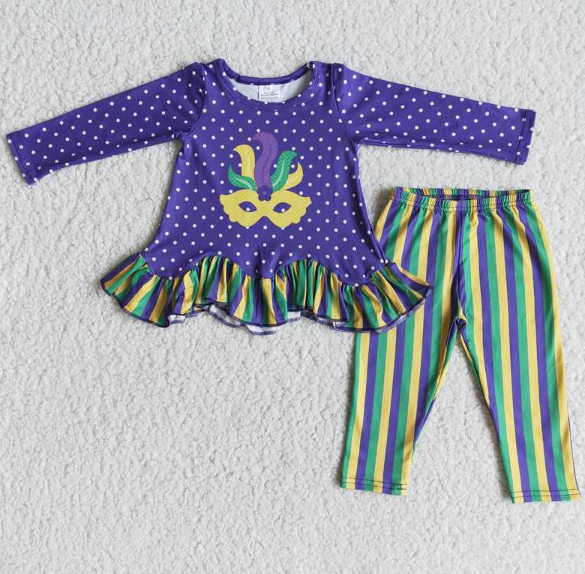 carnival mask long sleeve striped trousers set