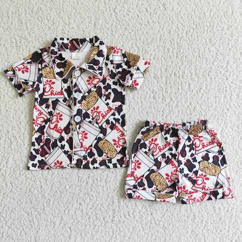 Baby Boys Summer Pajamas Buttons Shorts Sets Nightclothes