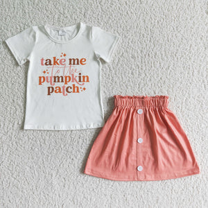 GSD0109  take me white short-sleeved button skirt set
