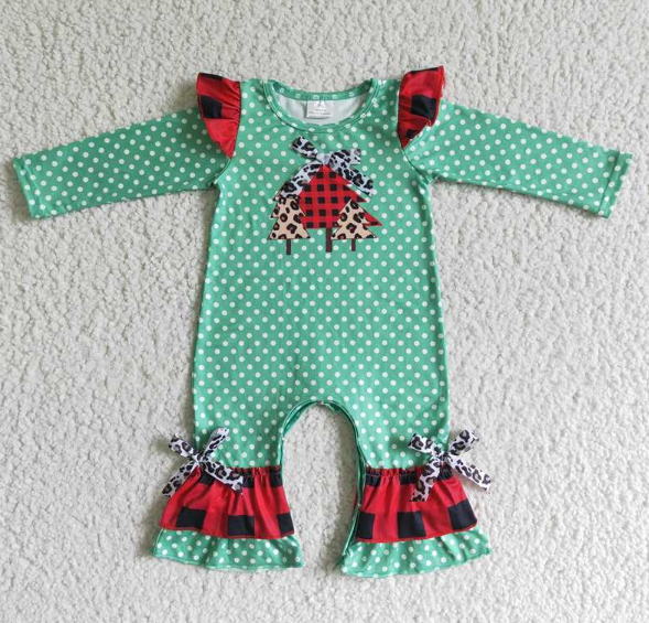 6 A1-26-2 Christmas Tree Polka Dot Green Long Sleeve romber