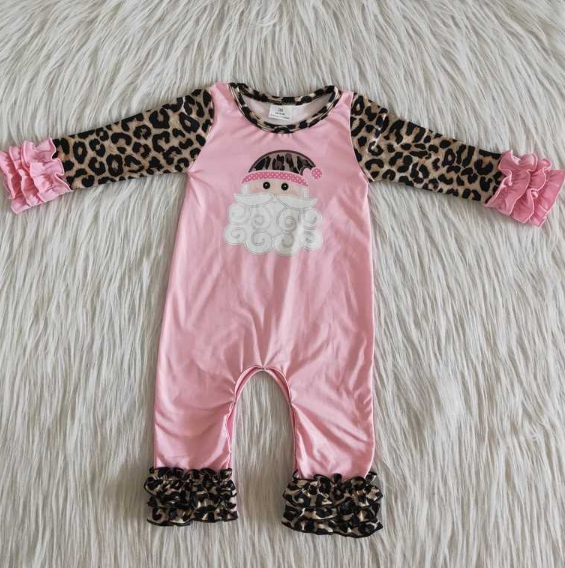 6 A25-9 Cute Santa Claus pink leopard print romber