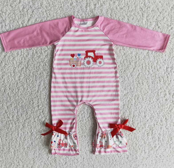 6 B9-18 truck love valentine romper