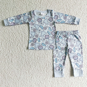 Boys Halloween Blue Long Sleeve pant Pajamas