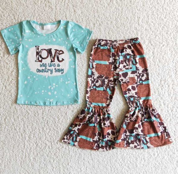 B10-25 LOVe short-sleeved top leopard-print flared pants set