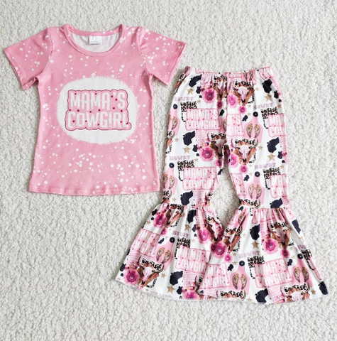 B7-28 mama cowgirl short sleeve flared pants set