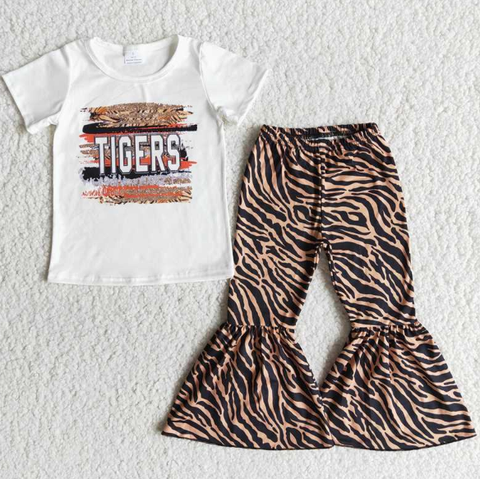 B1-5 TIGERS White Short Sleeve Flared Pants Set