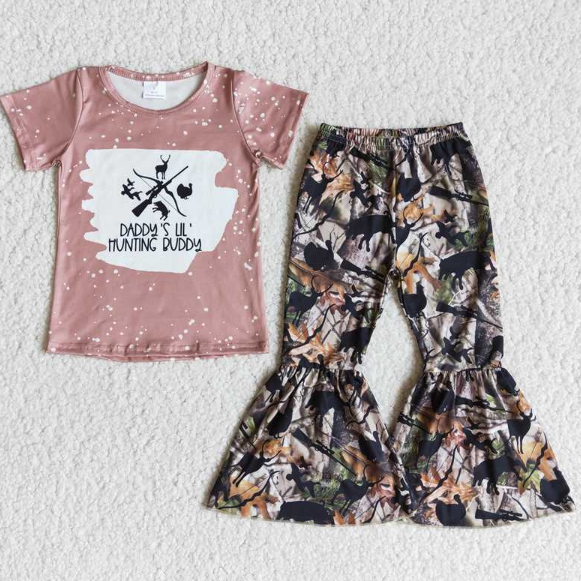 B1-16 DADDY 'S Short Sleeve Animal Flared Pants Set