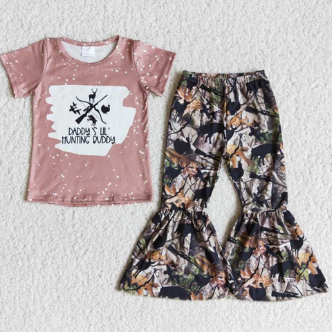 B1-16 DADDY 'S Short Sleeve Animal Flared Pants Set