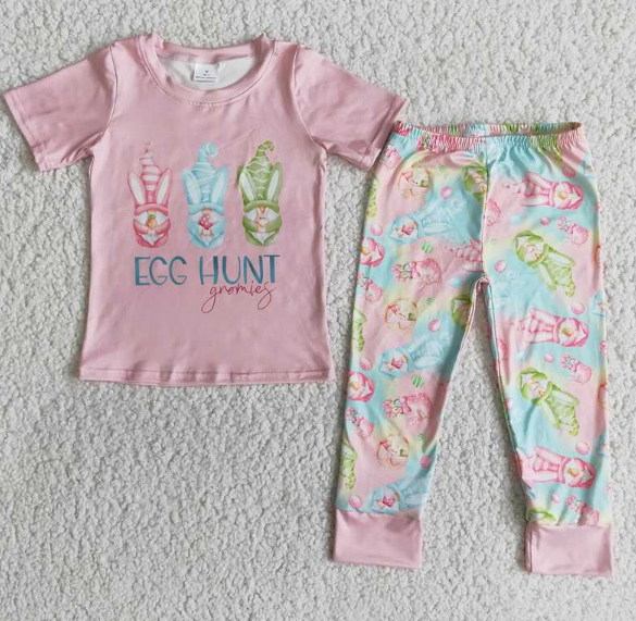 E11-28 EGG HUNT Pink Short Sleeve Pants Set