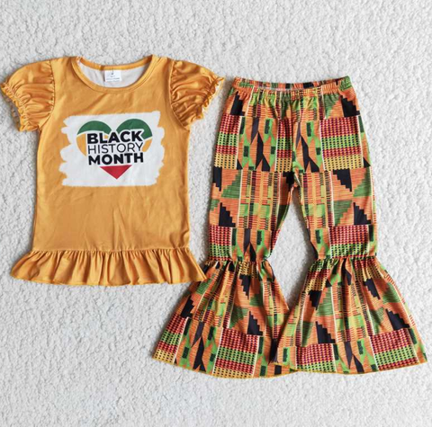 E10-5 MONTH Orange Short Sleeve Top Flared Pants Set