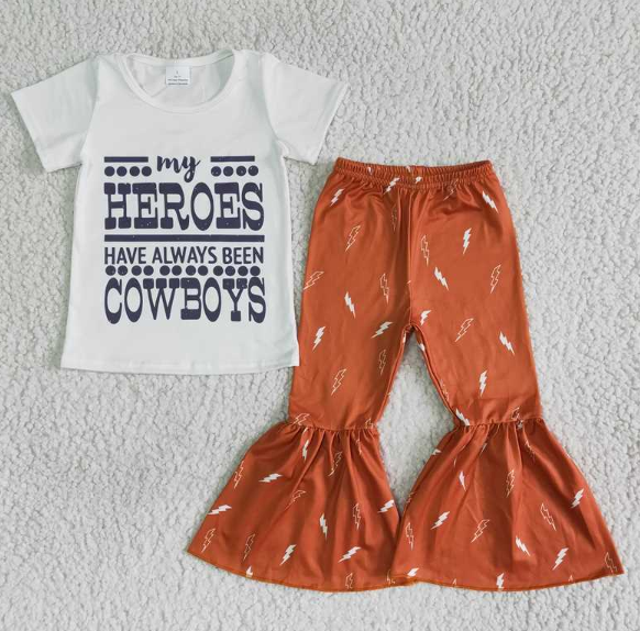 B15-30 HEROES White Short Sleeve Flared Pants Set