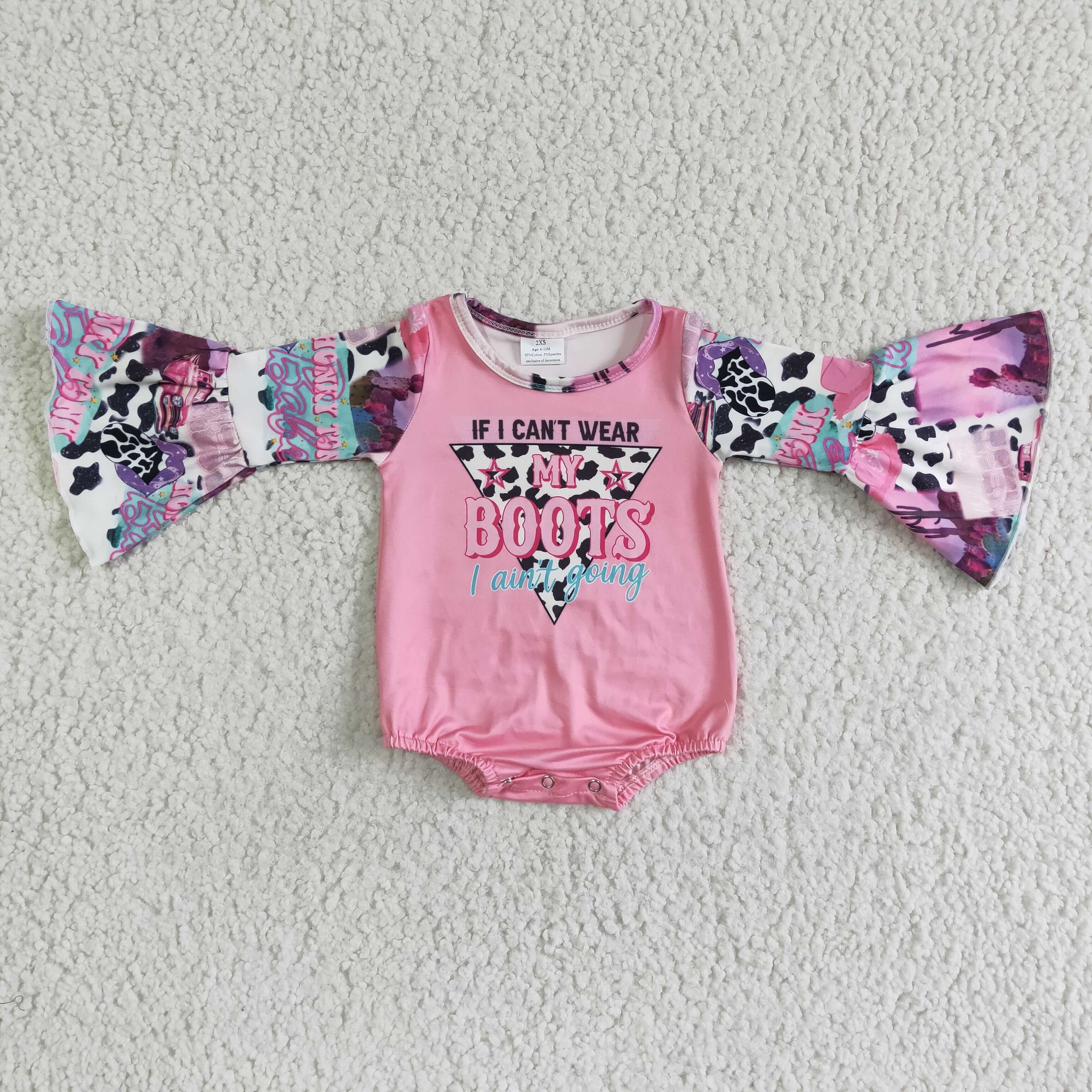 LR0004 MY BOOTS Pink Cow Print Long Sleeve romber