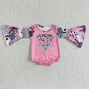 LR0004 MY BOOTS Pink Cow Print Long Sleeve romber