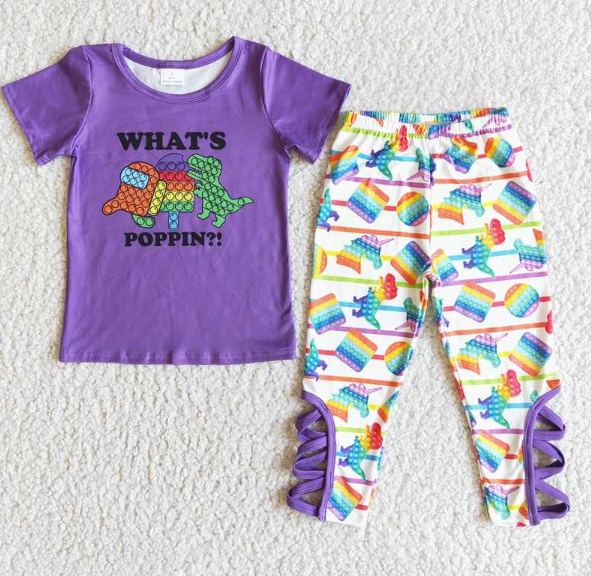 E6-19 Whats Purple Short Sleeve Pants Set